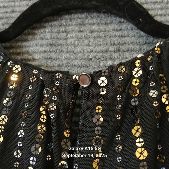 White House Black Market Long-Sleeve Sequin Blouson Dress – Size Medium Cocktail - Picture 8 of 10